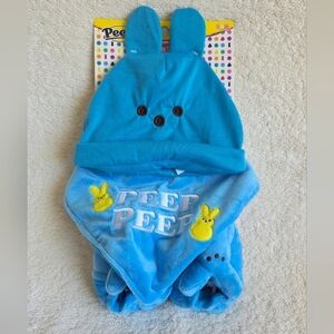 New blue Peeps Baby boy Set Includes Hat, Bib, Booties Easter Bunny PEEP PEEP
